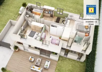 Image du modèle de maison evolutive standing garage etage