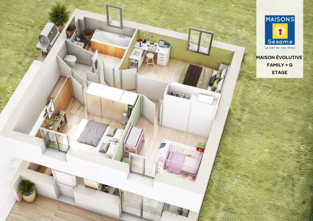 Image du modèle de maison evolutive family garage etage