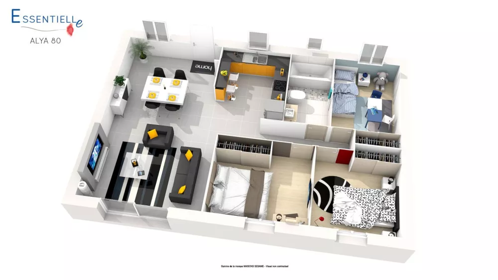 Image du modèle de maison ALYA-essentielle-80-PO257-PLAN-3D-HD