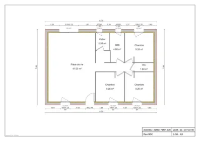 Image du modèle de maison ACCESS 1 BASE 78M² 3CH - 2024−01−04T1049 - 1_50 - A3
