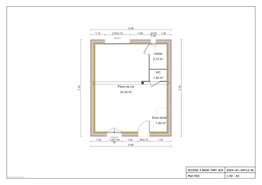 Image du modèle de maison ACCESS 3 BASE 74M² 3CH - RDC
