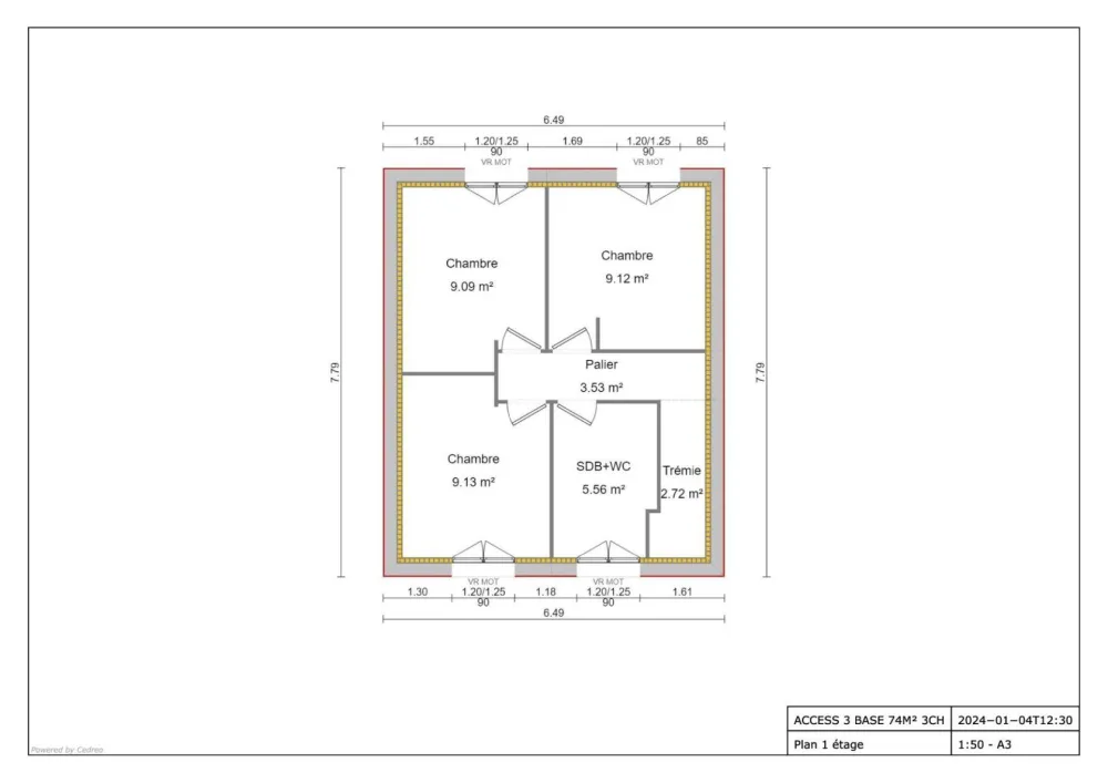 Image du modèle de maison ACCESS 3 BASE 74M² 3CH - ETAGE