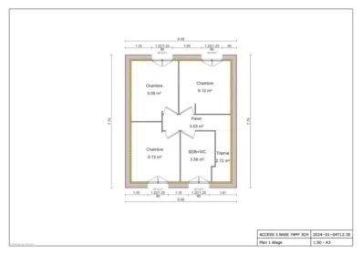 Image du modèle de maison ACCESS 3 BASE 74M² 3CH - ETAGE