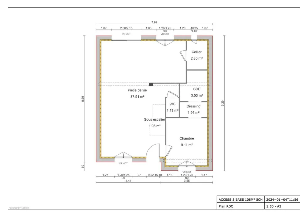 Image du modèle de maison ACCESS 3 BASE 108M² 5CH -RDC
