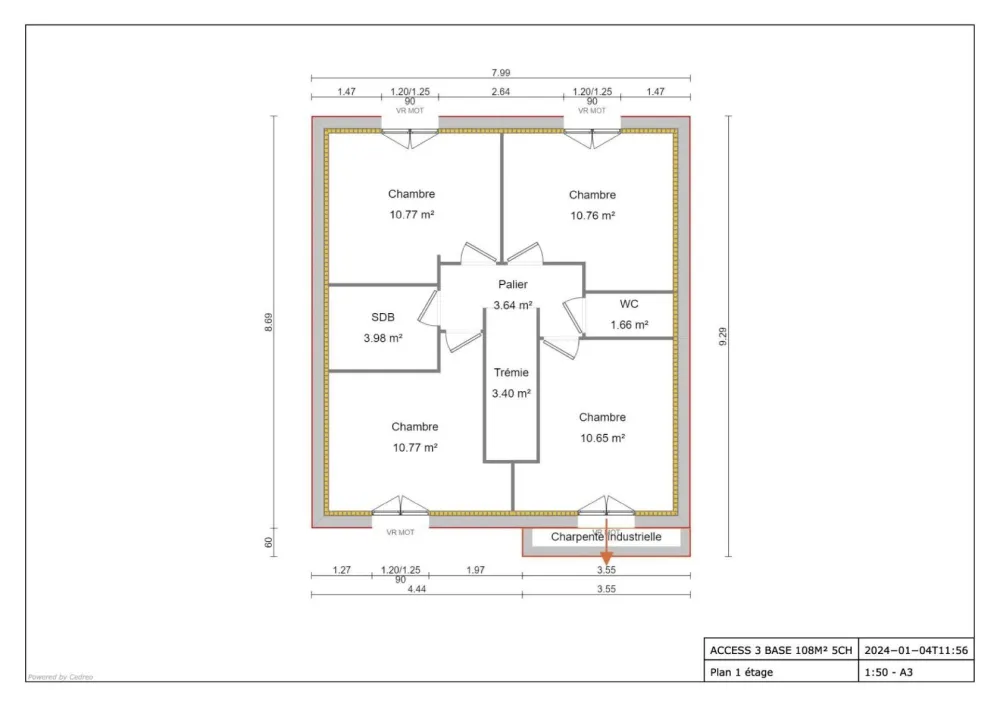 Image du modèle de maison ACCESS 3 BASE 108M² 5CH - ETAGE
