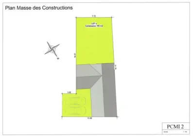 Image du modèle de maison PLAN MASSE PERLE GI en L sur le Lot n°6