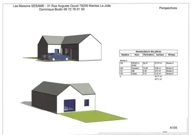 Image du modèle de maison PERSPECTIVES PERLE GI en L sur le Lot n°6