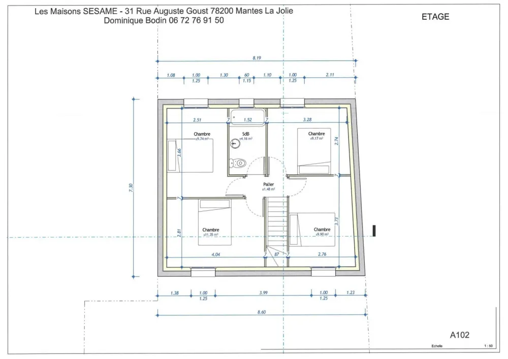 Image du modèle de maison PLAN ETAGE R+1 80m² 4Ch Lot 6 Mantes la Ville