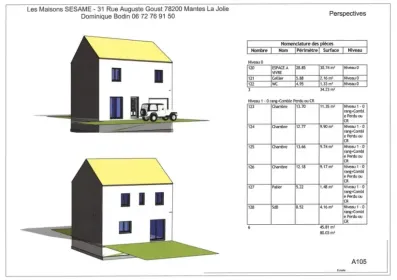 Image du modèle de maison PLAN PERSPECTIVES R+1 80m² 4Ch Lot 6 Mantes la Ville