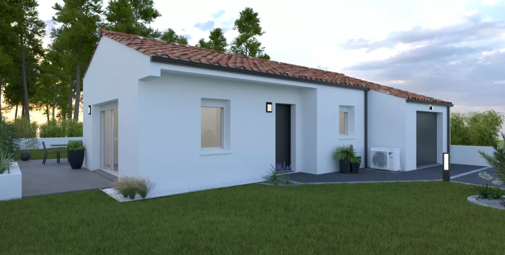 Image du modèle de maison RENDU AV 2 avec végétation-matin V1