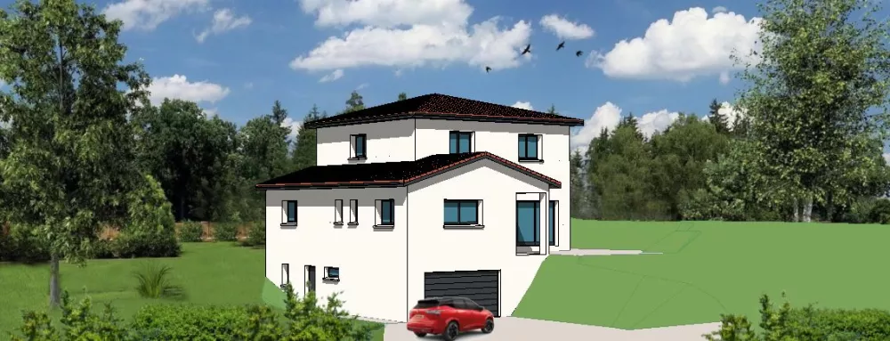 Image du modèle de maison Persp Vue coté garage