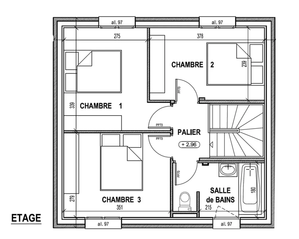 Image du modèle de maison PLAN ETAGE - sans cotes