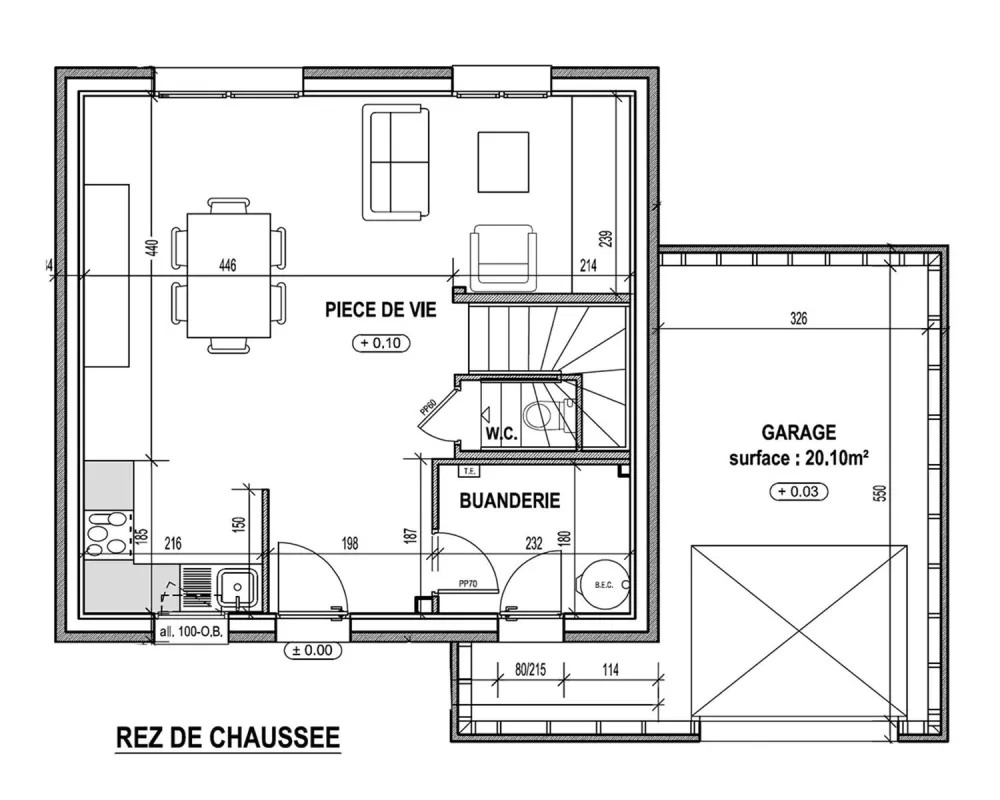 Image du modèle de maison PLAN RDC - sans cotes