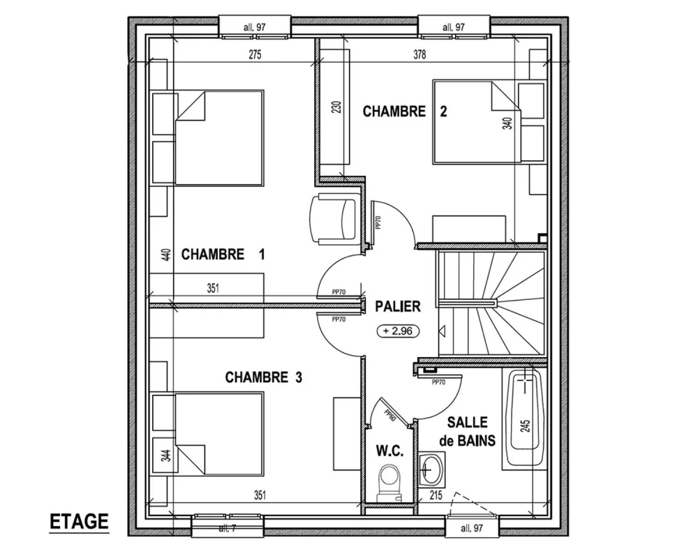 Image du modèle de maison PLAN ETAGE - sans cotes