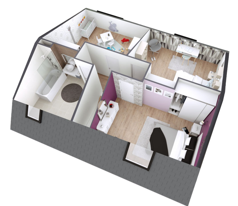 Image du modèle de maison Coralia 4ch SG axo Etage