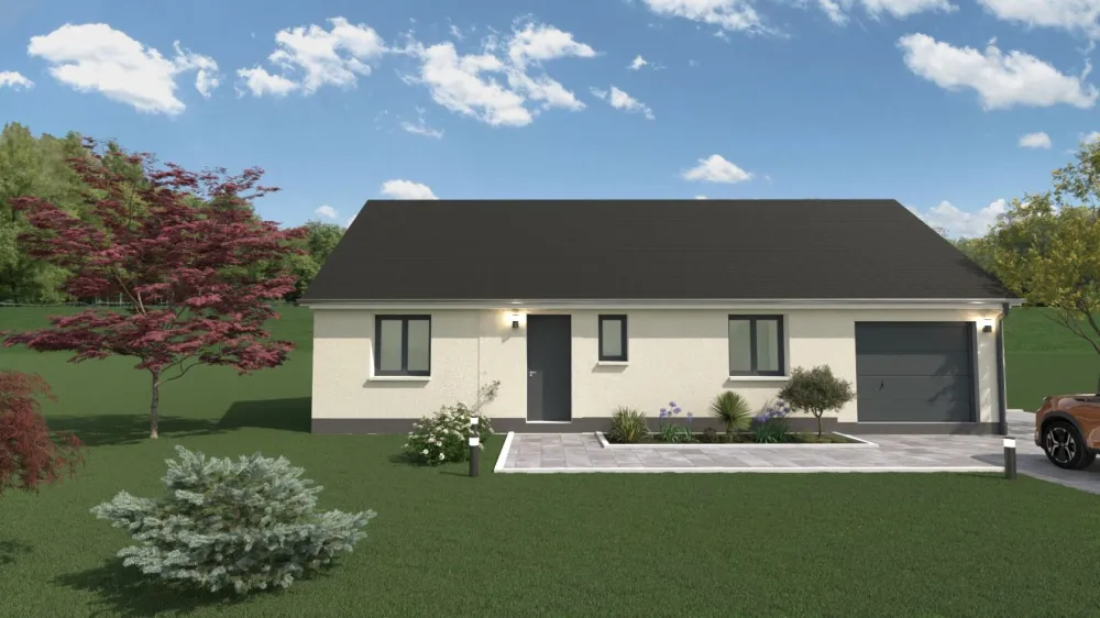 Image du modèle de maison REALIA 76m² + GARAGE 18m² facade avant ( DESIDERATO 139 074€)