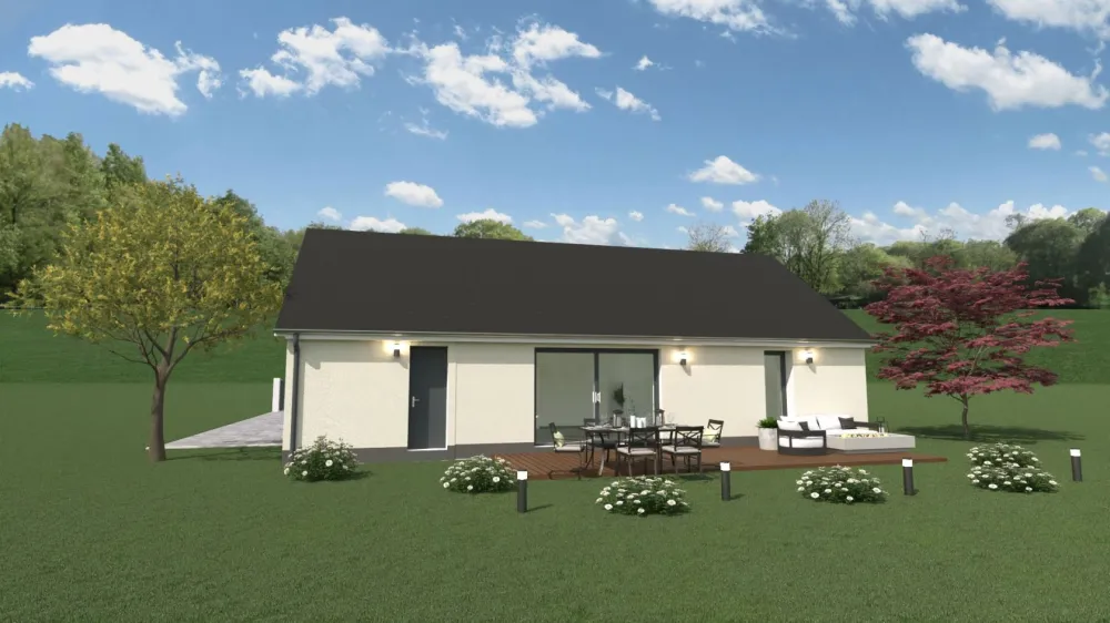 Image du modèle de maison REALIA 76m² + GARAGE 18m² facade arriere ( DESIDERATO 139 74€)