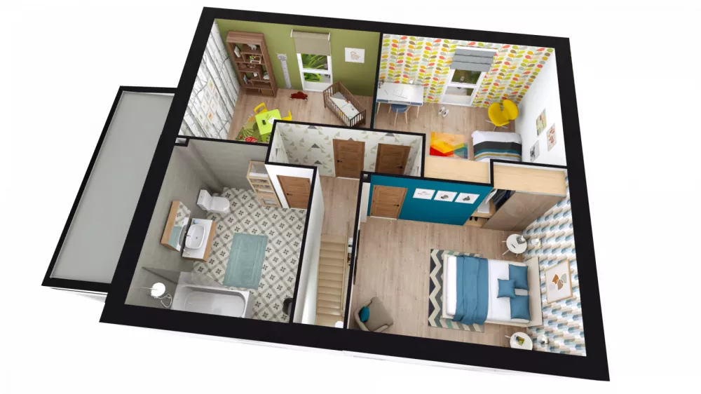 Image du modèle de maison ROSALIA 4CH+ GA Axono étage