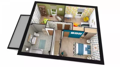 Image du modèle de maison ROSALIA 4CH+ GA Axono étage