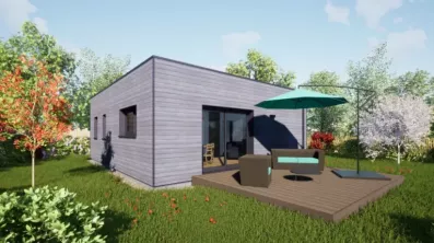 Image du modèle de maison 60 toit terrasse - Vue Jardin