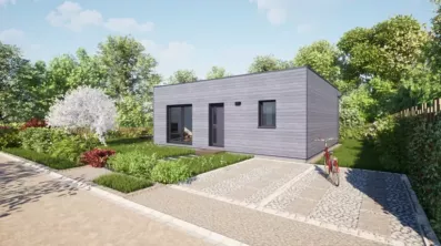 Image du modèle de maison 60 toit terrasse - Vue accès