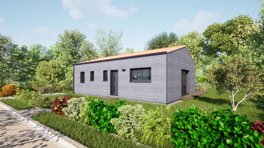 Image du modèle de maison 70 toit tuiles - Vue rue