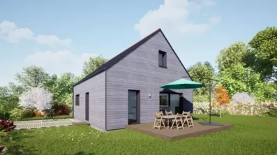 Image du modèle de maison 80 combles toit ardoises - Vue terrasse