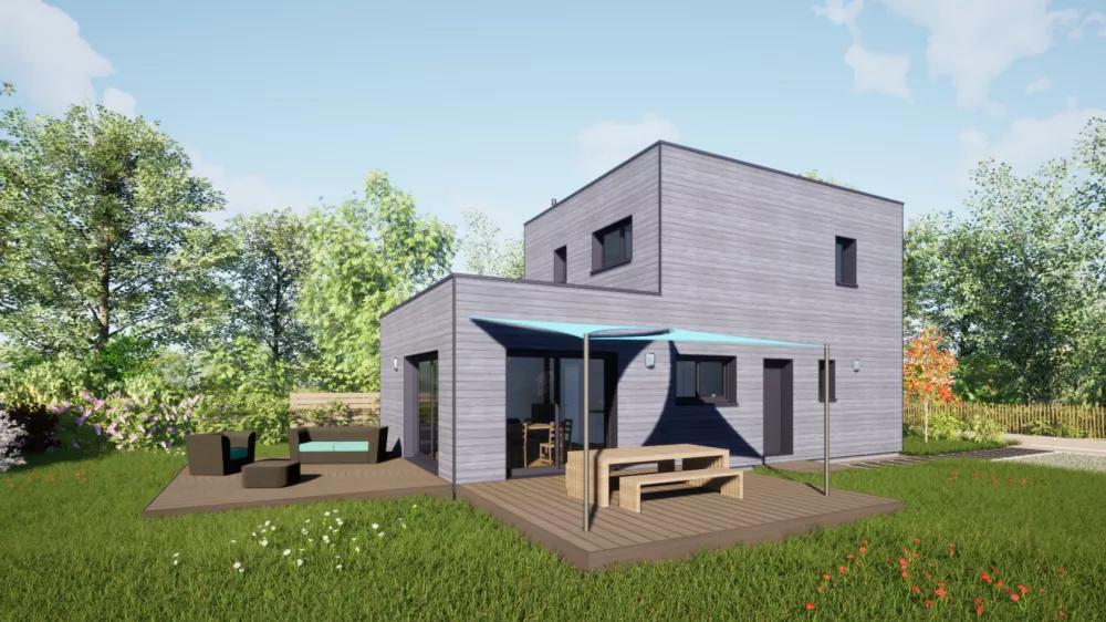 Image du modèle de maison 95 Toit Terrasse - Vue Jardin