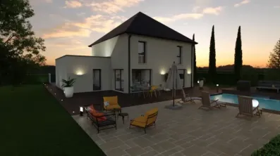 Image du modèle de maison vue de nuit