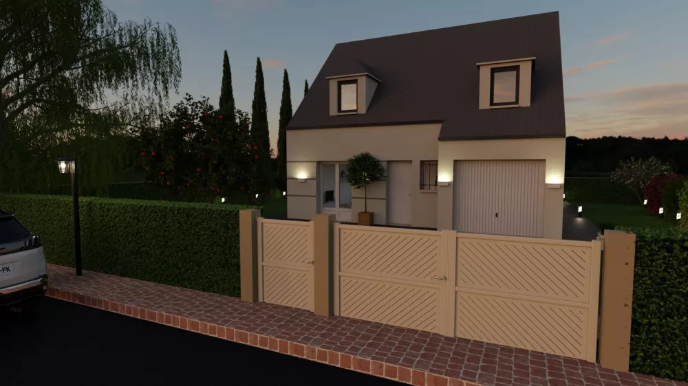 Image du modèle de maison vue de nuit