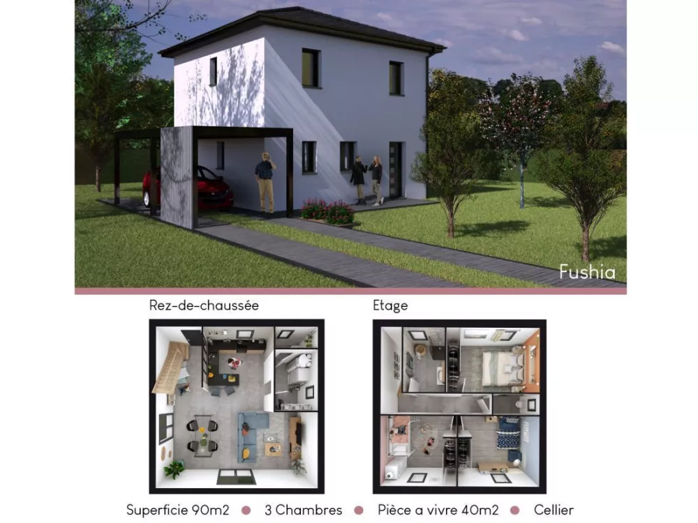 Image du modèle de maison fushia