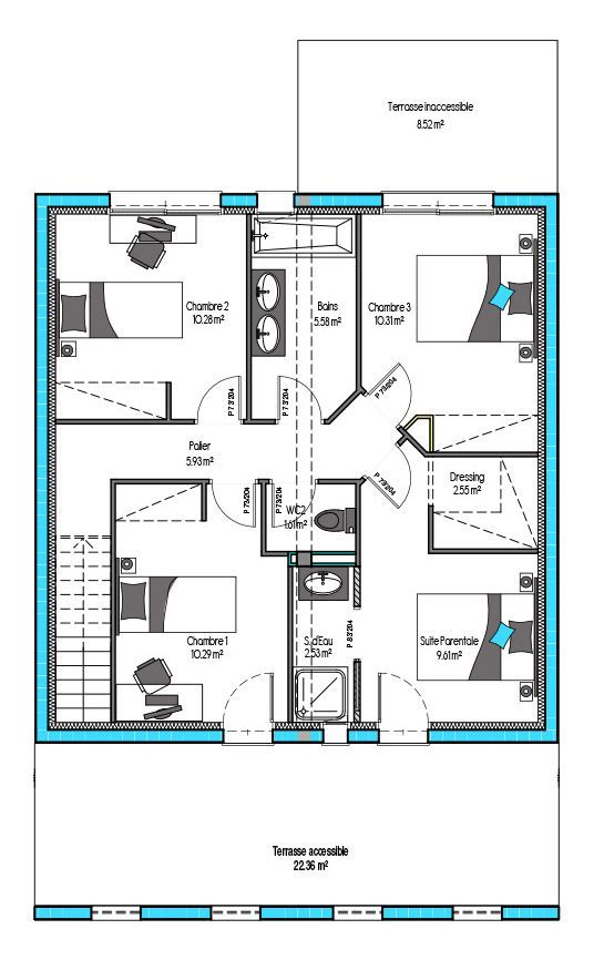 Image du modèle de maison OShic-plan-135-garage ETAGE-sans cotes