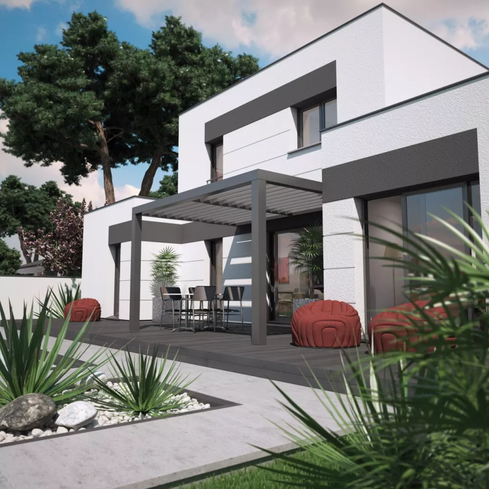 Image du modèle de maison Oreka_16h00_VueArPartielle_1x1_WEB