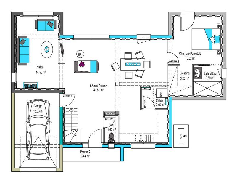 Image du modèle de maison Oreka-Concept1-110 RDC-sans cotes