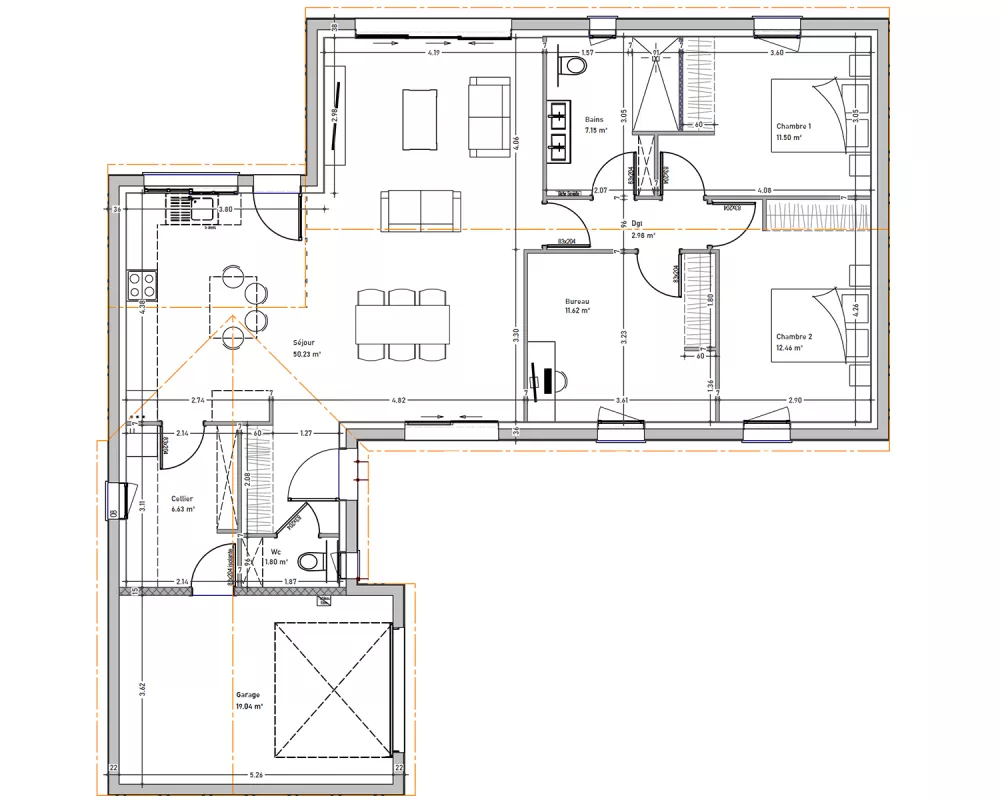 Image du modèle de maison PLAN KAKI RDC