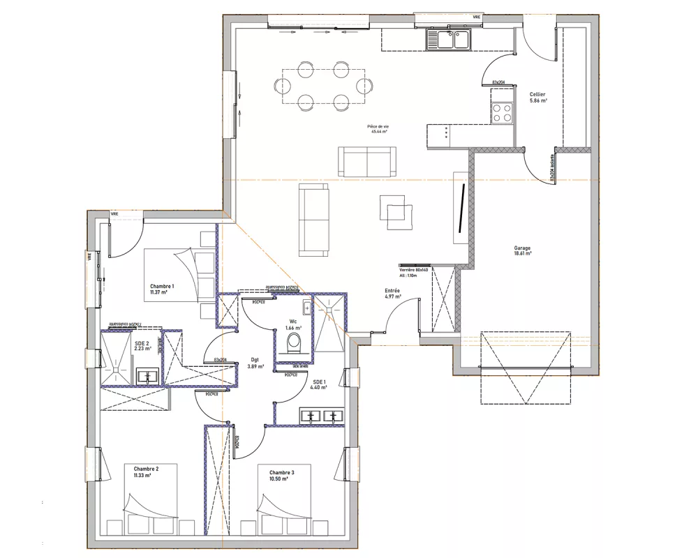 Image du modèle de maison PLAN MAHONIA RDC