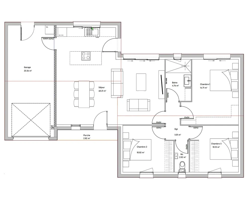 Image du modèle de maison PLAN PILEA RDC