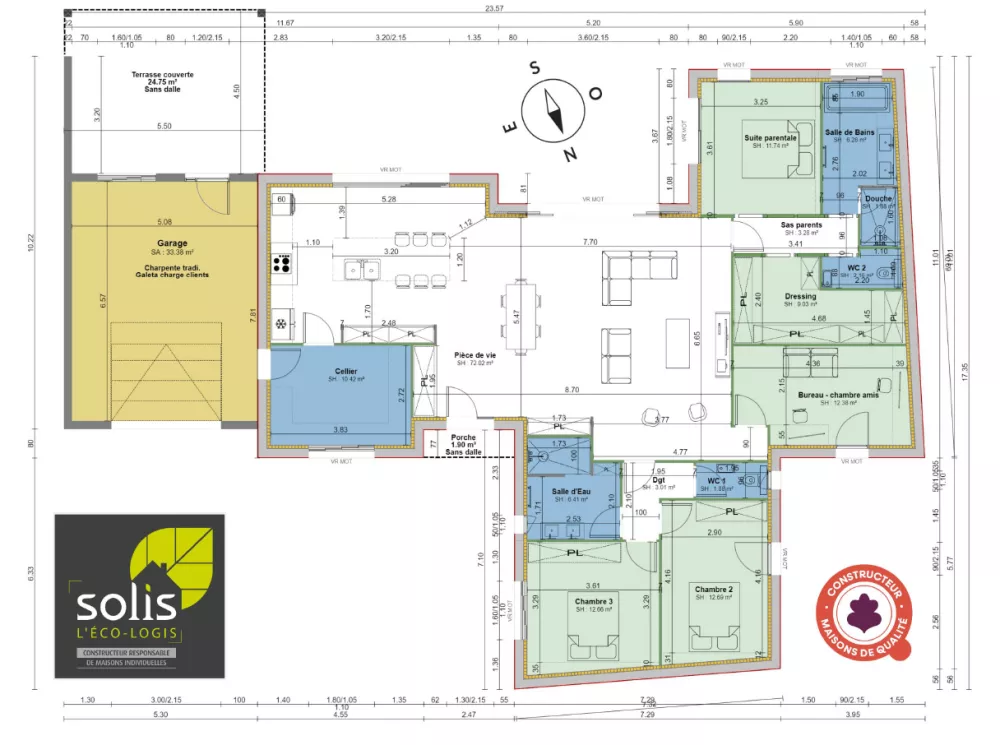 Image du modèle de maison Vue en plan projet Plein Sud