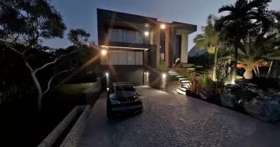 Image du modèle de maison facade avant nuit