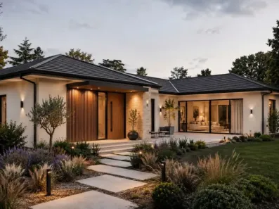 Image du modèle de maison 1 Façade Avant PP 140m2-V1 et V2