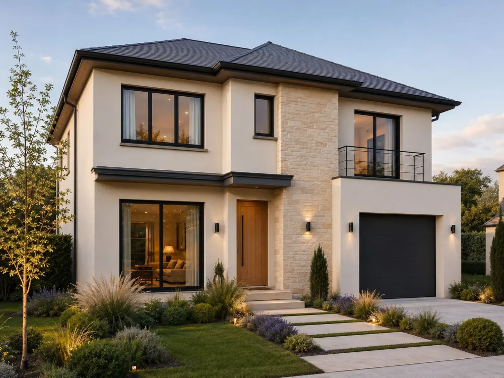 Image du modèle de maison 2 Façade Avant R+1 130m2-V1 et V2