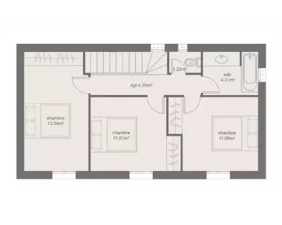 Image du modèle de maison PLAN DIAMANT CONTEMPORAINE - 3CH95 ETAGE-sans cotes