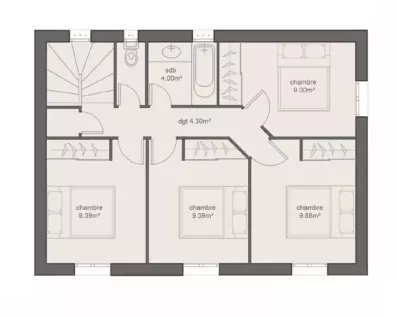 Image du modèle de maison PLAN DIAMANT CONTEMPORAINE - 4CH100 ETAGE-sans cotes