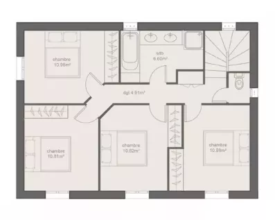 Image du modèle de maison PLAN DIAMANT CONTEMPORAINE - 4CH120 ETAGE-sans cotes