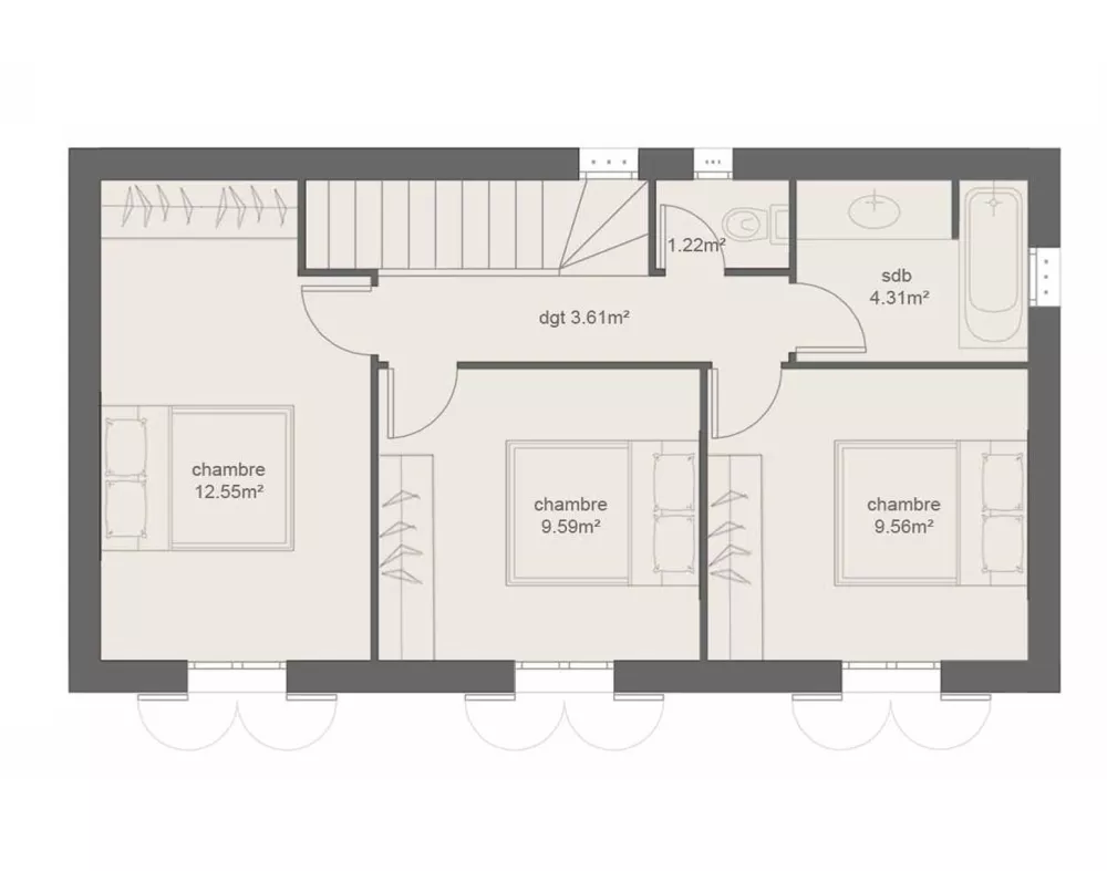 Image du modèle de maison PLAN ETAGE 3CH86-sans cotes