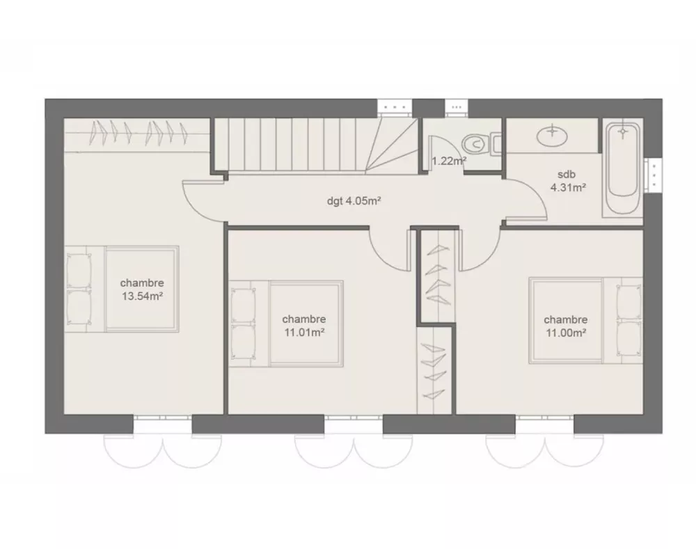 Image du modèle de maison PLAN ETAGE 3CH95-sans cotes