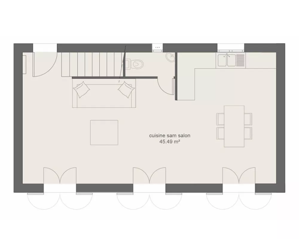 Image du modèle de maison PLAN RDC 3CH86-sans cotes