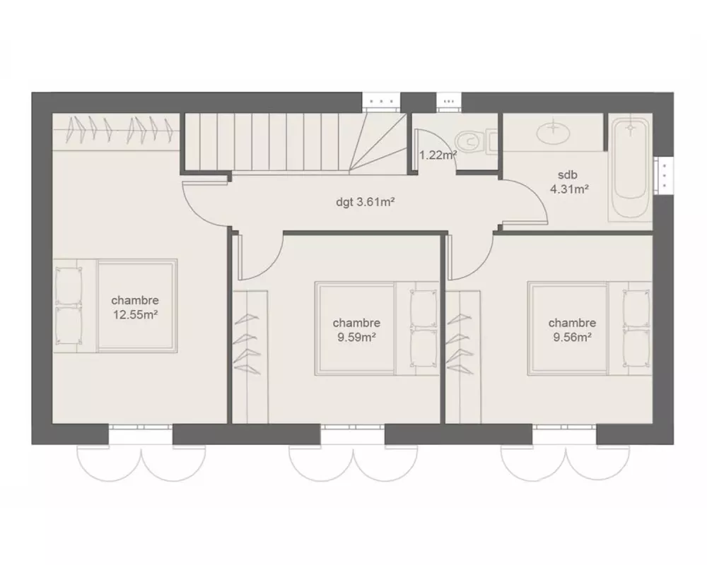 Image du modèle de maison PLAN ETAGE 3CH86-sans cotes