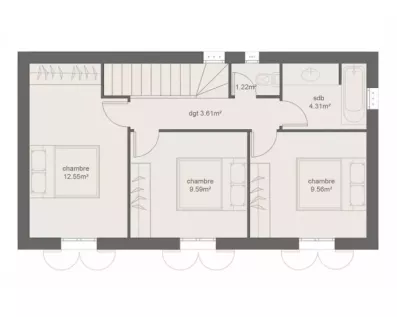 Image du modèle de maison PLAN ETAGE 3CH86-sans cotes