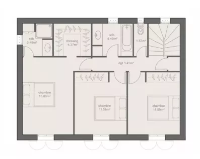 Image du modèle de maison PLAN ETAGE 3CH120-sans cotes